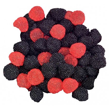 Mûres et framboises perlées