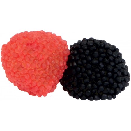 Mûres et framboises perlées