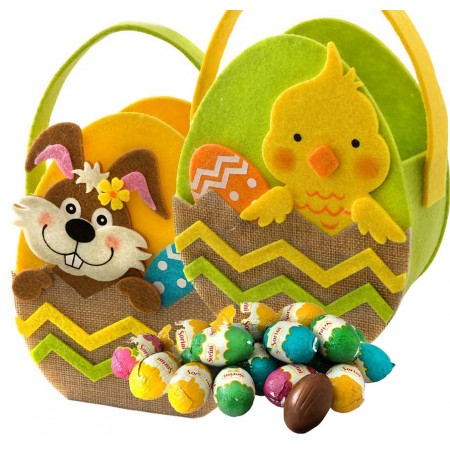 Panier feutrine garni œufs